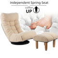 Single Sofa Reclining Chair Japanese Chair Lazy Sofa Tatami Balcony Reclining Chair Leisure Sofa Adjustable Chair White Metal & Wood Cotton