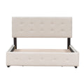 Upholstered Platform Bed With Classic Headboard And 4 Drawers, No Box Spring Needed, Linen Fabric, Queen Size Beige Old Sku :Lp000114Aaa Beige Upholstered