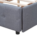 Upholstered Platform Bed With Classic Headboard And 4 Drawers, No Box Spring Needed, Linen Fabric, Queen Size Dark Gray Old Sku :Lp000114Aae Dark Gray Upholstered