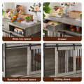 Sliding Door Dog Crate With Drawers. Grey,35.43'' W X 23.62'' D X 33.46'' H Grey Particle Board