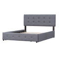 Upholstered Platform Bed With Classic Headboard And 4 Drawers, No Box Spring Needed, Linen Fabric, Queen Size Dark Gray Old Sku :Lp000114Aae Dark Gray Upholstered