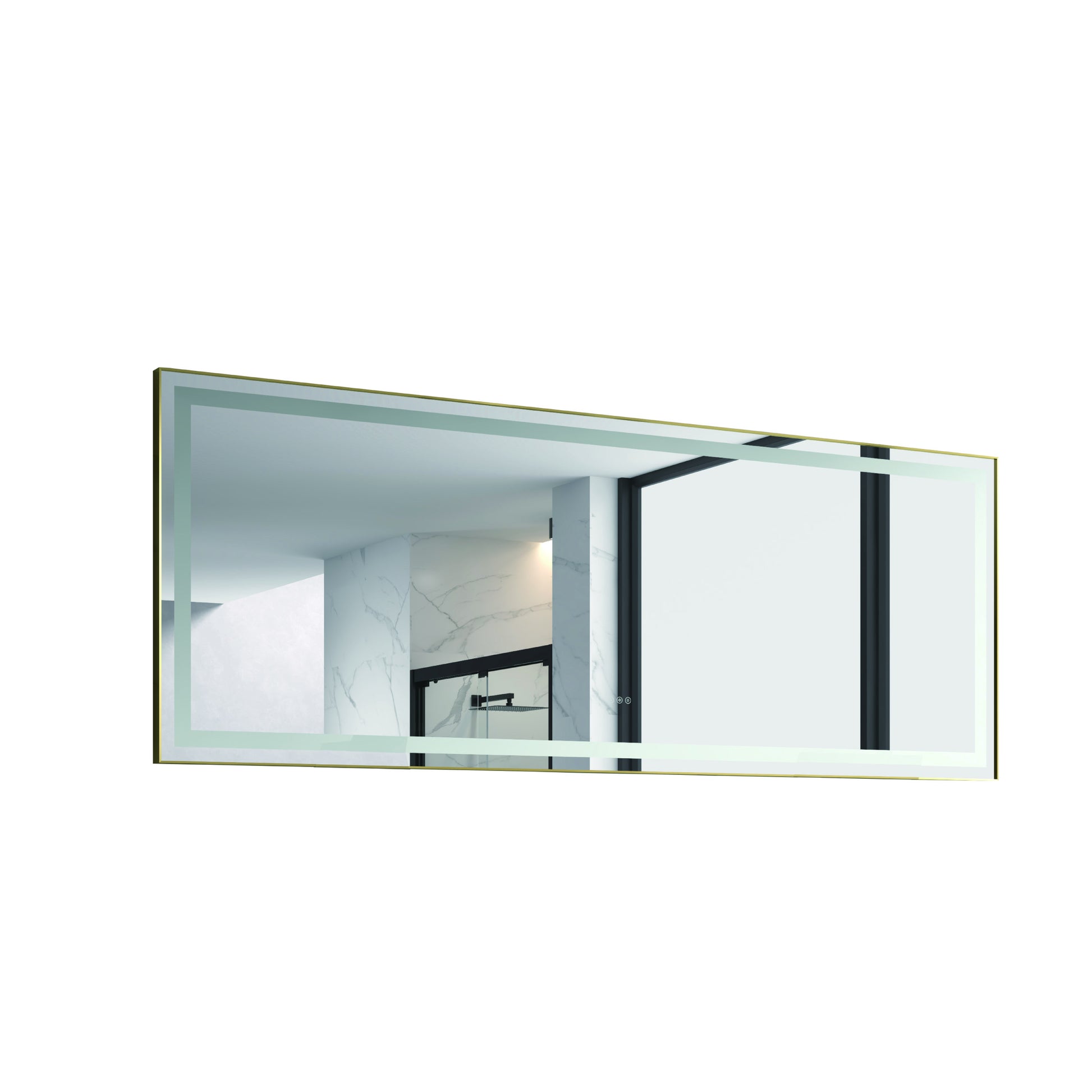 96In. W X36 In. H Frameless Led Single Bathroom Vanity Mirror In Polished Crystal Bathroom Vanity Led Mirror With 3 Color Lights Mirror For Bathroom Wall Gold Aluminium