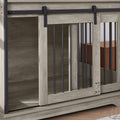 Sliding Door Dog Crate With Drawers. Grey,35.43'' W X 23.62'' D X 33.46'' H Grey Particle Board