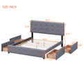 Upholstered Platform Bed With Classic Headboard And 4 Drawers, No Box Spring Needed, Linen Fabric, Queen Size Dark Gray Old Sku :Lp000114Aae Dark Gray Upholstered