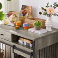 Sliding Door Dog Crate With Drawers. Grey,35.43'' W X 23.62'' D X 33.46'' H Grey Particle Board