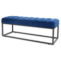 Metal Base Upholstered Bench For Bedroom For Entryway Navy Blue Velvet