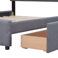 Upholstered Platform Bed With Classic Headboard And 4 Drawers, No Box Spring Needed, Linen Fabric, Queen Size Dark Gray Old Sku :Lp000114Aae Dark Gray Upholstered