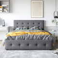 Upholstered Platform Bed With Classic Headboard And 4 Drawers, No Box Spring Needed, Linen Fabric, Queen Size Dark Gray Old Sku :Lp000114Aae Dark Gray Upholstered