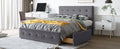 Upholstered Platform Bed With Classic Headboard And 4 Drawers, No Box Spring Needed, Linen Fabric, Queen Size Dark Gray Old Sku :Lp000114Aae Dark Gray Upholstered