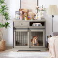 Sliding Door Dog Crate With Drawers. Grey,35.43'' W X 23.62'' D X 33.46'' H Grey Particle Board