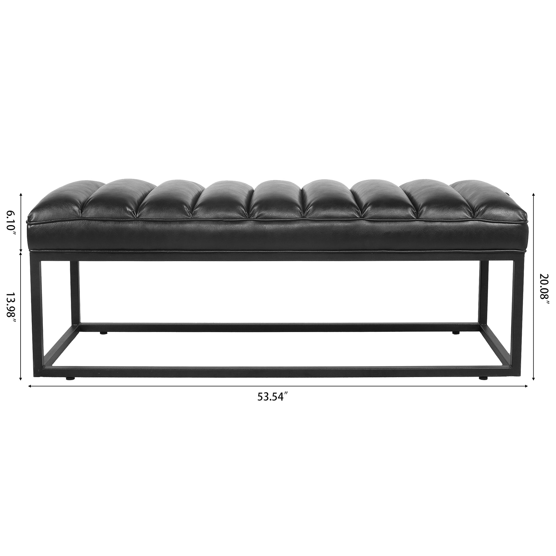 Metal Base Upholstered Bench For Bedroom For Entryway Black Pu