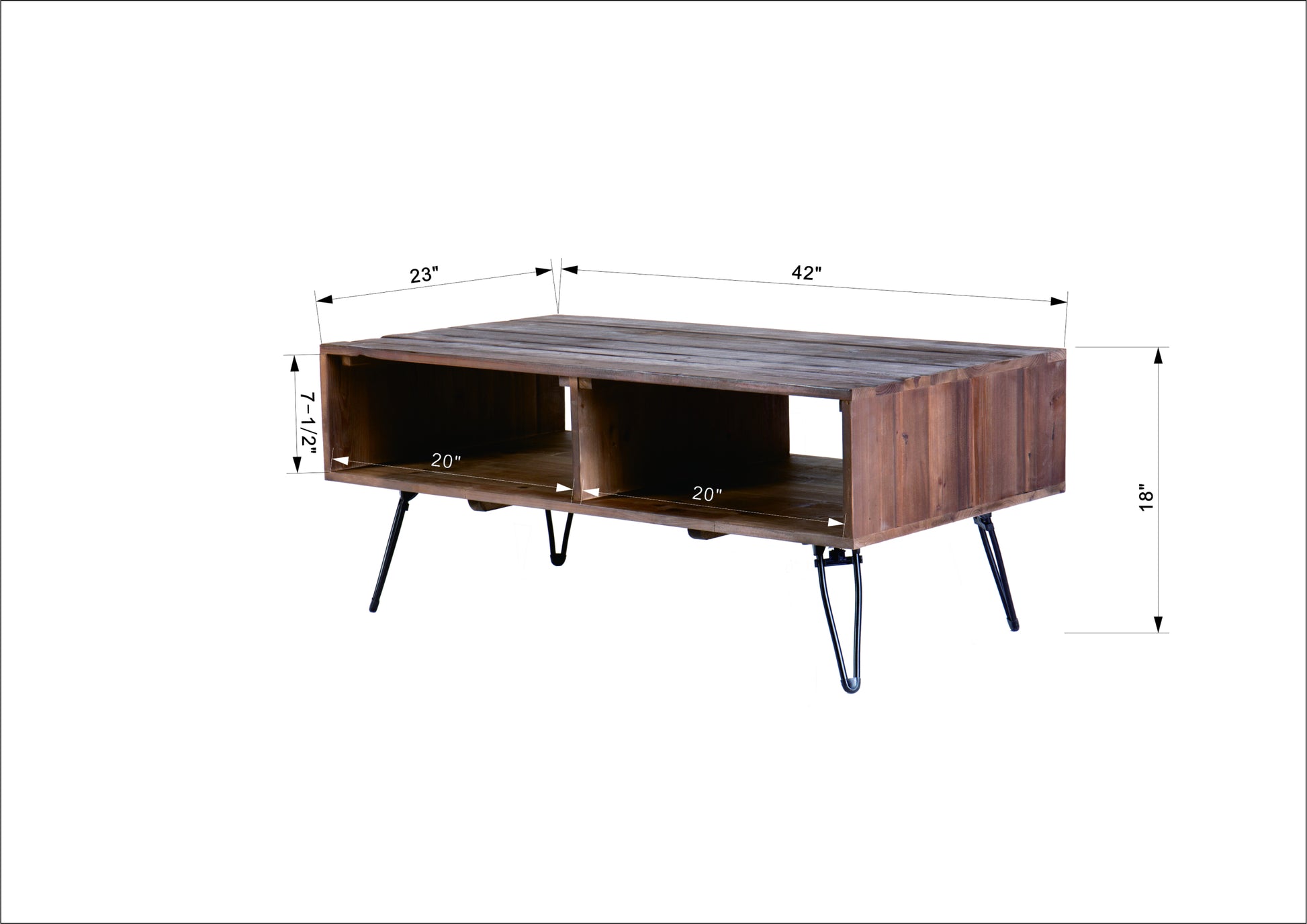 Reclaimed Wood Cocktail Table With Open Storage For Living Room, Metal Legs, Foldable, Black Natural Wood Finish Natural Solid Wood
