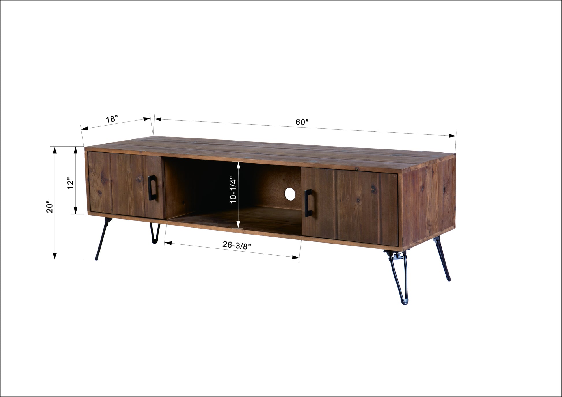 Industrial Style Reclaimed Wood Media Tv Stand With Storage Cabinet For Living Media Room Natural Solid Wood