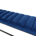 Metal Base Upholstered Bench For Bedroom For Entryway Navy Blue Velvet