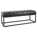 Metal Base Upholstered Bench For Bedroom For Entryway Black Pu