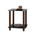 1 Piece Black Walnut Side Table2 Tier Space End Table ,Modern Night Stand, Sofa Table, Side Table With Storage Shelve Black Glass
