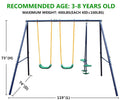 Metal Swing Set Outdoor With Glider For Kids, Toddlers, Children Blue Polyethylene