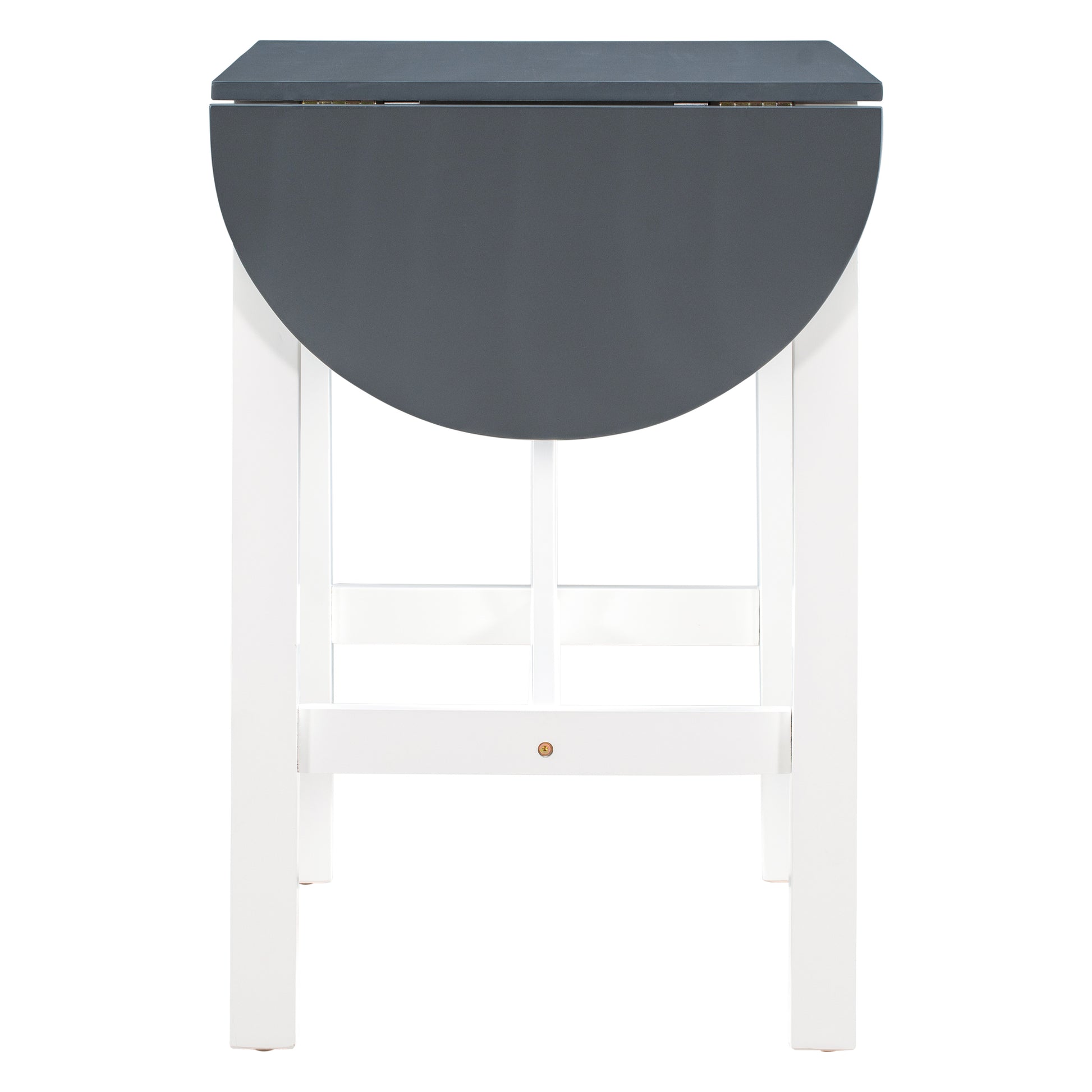 3 Piece Wood Counter Height Drop Leaf Dining Table Set With 2 Upholstered Dining Chairs For Small Place, White Gray White Wood Dining Room Folding Rubberwood Oval Dining Table With Chair Upholstered Chair Wood White Solid Back Seats 2 60 Inches Drop Leaf