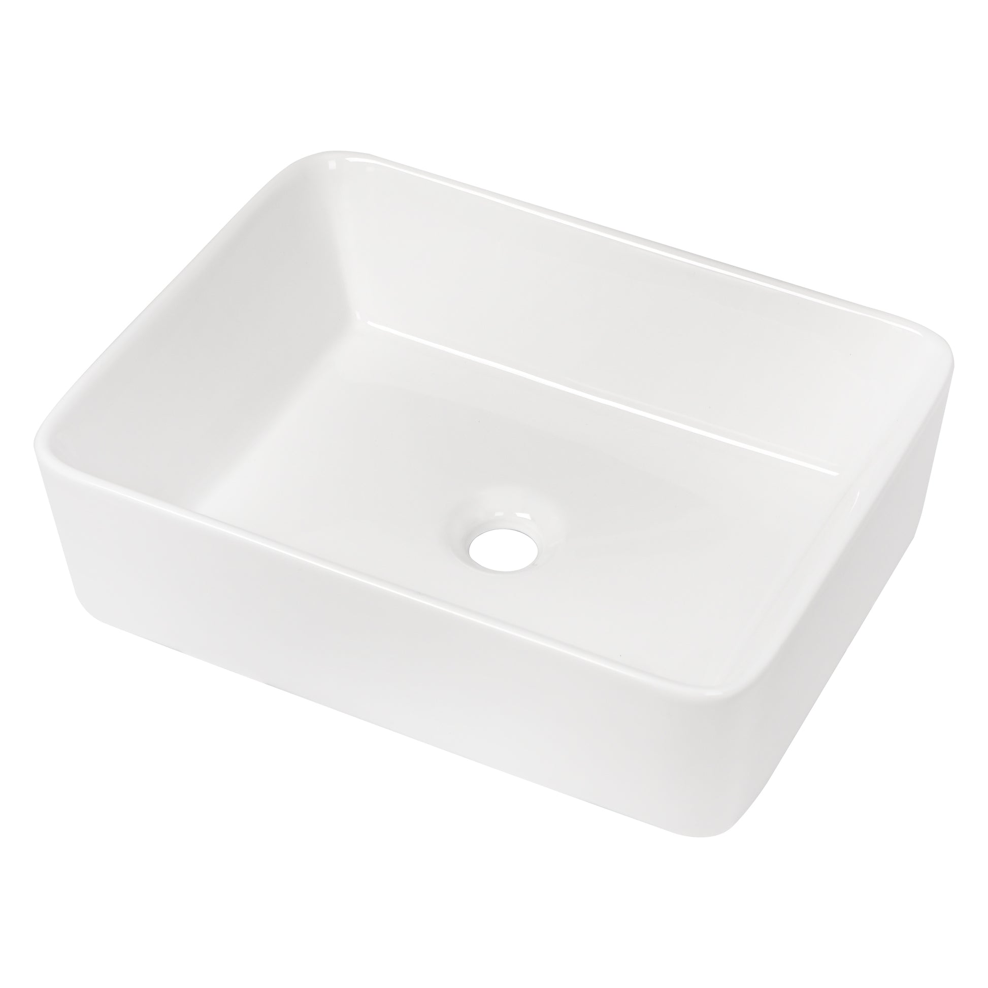 19"X15" White Ceramic Rectangular Vessel Bathroom Sink White Ceramic