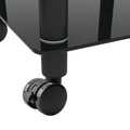 2 Piece Black Side Table2 Tier Space End Table ,Modern Night Stand, Sofa Table, Side Table With Storage Shelve Black Glass