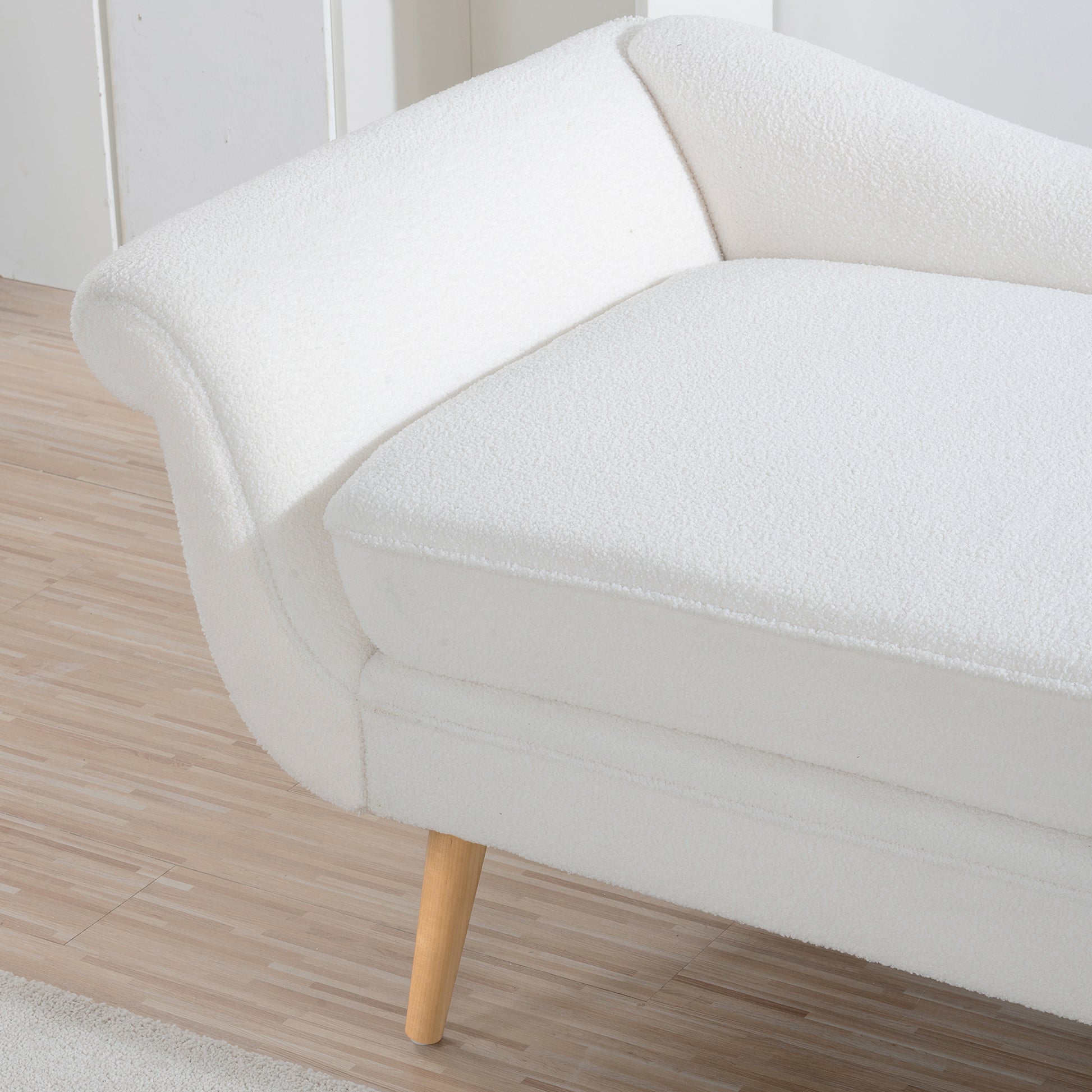 Chaise Lounge With Scroll Arms White Fabric