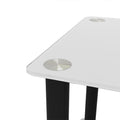 1 Piece White Black Side Table2 Tier Space End Table ,Modern Night Stand, Sofa Table, Side Table With Storage Shelve White Glass