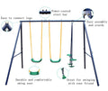 Metal Swing Set Outdoor With Glider For Kids, Toddlers, Children Blue Polyethylene