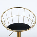Black Velvet Bar Chair, Pure Gold Plated, Unique Design,360 Degree Rotation, Adjustable Height,Suitable For Dinning Room And Bar,Set Of 2 Black Velvet