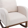 Coolmore Rocking Chair, Modern Glider Chair, Recliner Armchair With Wood Legs And Side Pocket, Nursery Rocking Accent Chair With High Back For Living Room Bedroom Beige Linen Beige Foam Solid Wood