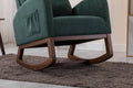 Coolmore Rocking Chair, Modern Glider Chair, Recliner Armchair With Wood Legs And Side Pocket, Nursery Rocking Accent Chair With High Back For Living Room Bedroom Emerald Linen Emerald Foam Solid Wood