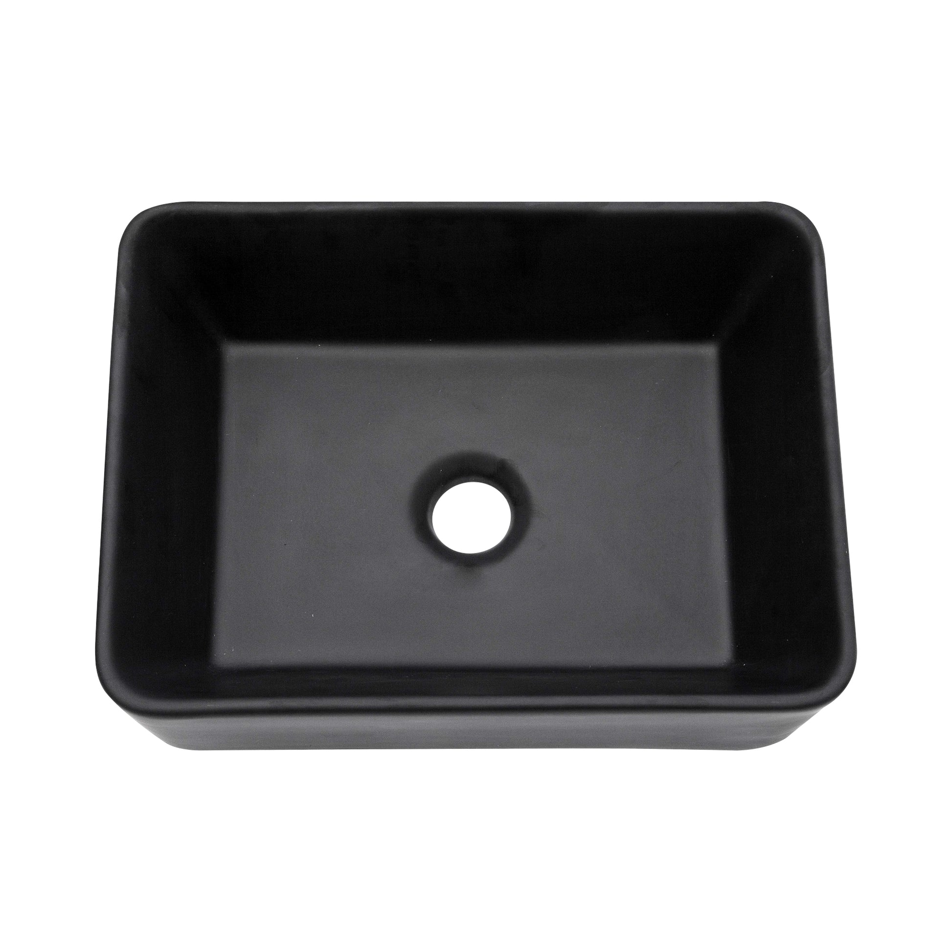 16"X12" Black Ceramic Rectangular Vessel Bathroom Sink Matte Black Ceramic