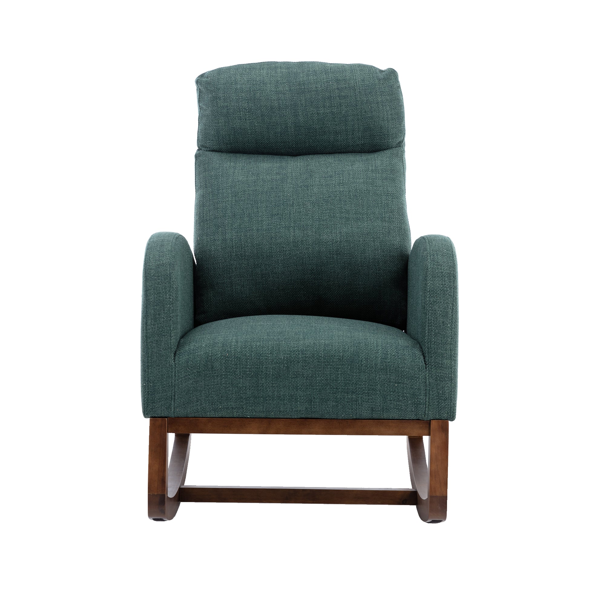 Coolmore Rocking Chair, Modern Glider Chair, Recliner Armchair With Wood Legs And Side Pocket, Nursery Rocking Accent Chair With High Back For Living Room Bedroom Emerald Linen Emerald Foam Solid Wood