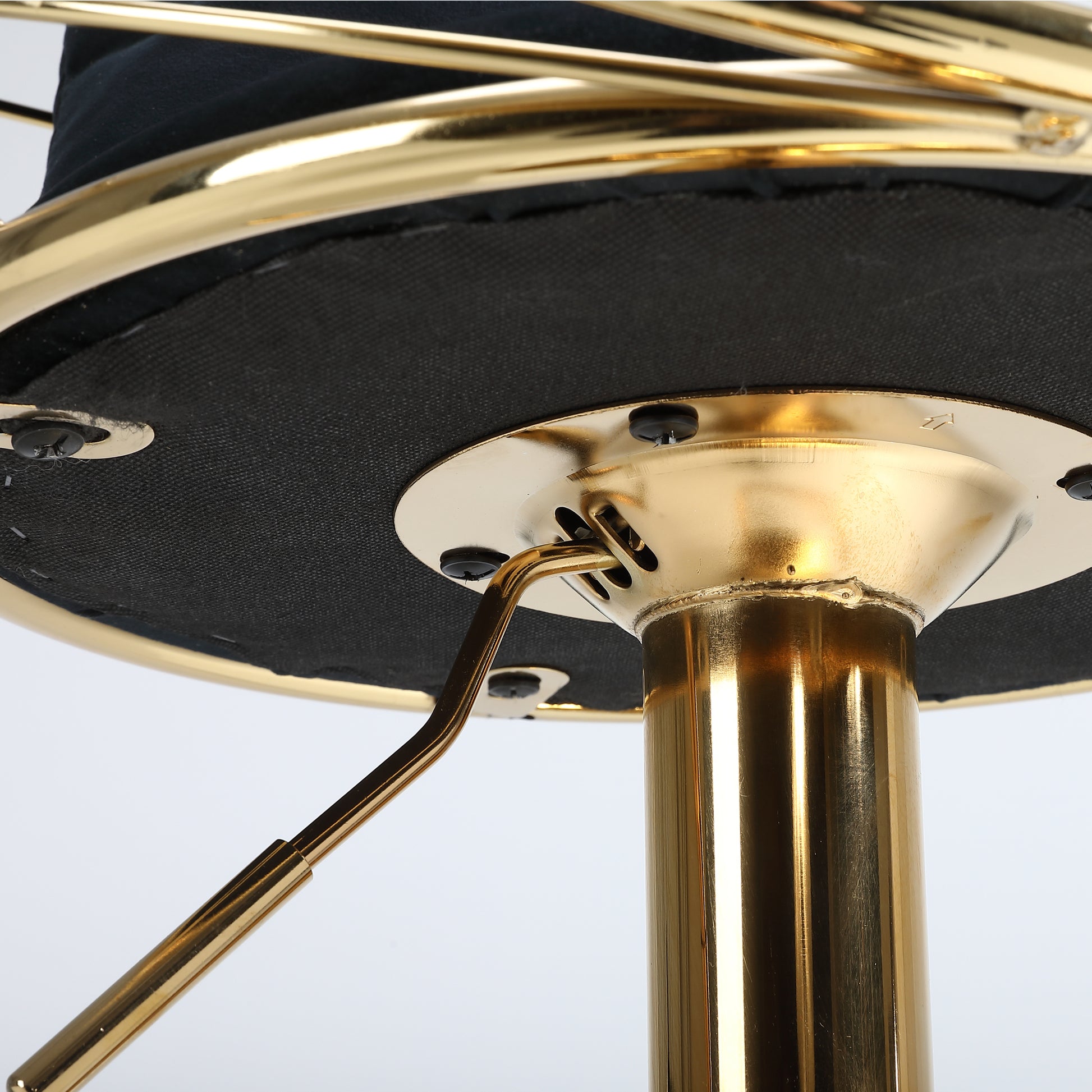 Black Velvet Bar Chair, Pure Gold Plated, Unique Design,360 Degree Rotation, Adjustable Height,Suitable For Dinning Room And Bar,Set Of 2 Black Velvet
