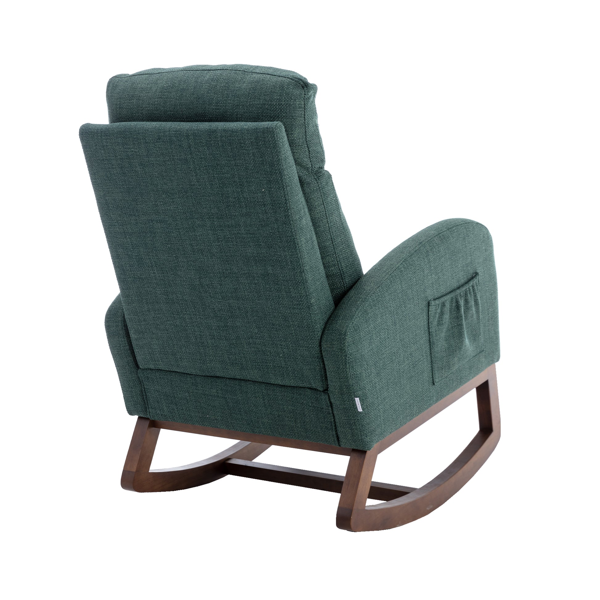 Coolmore Rocking Chair, Modern Glider Chair, Recliner Armchair With Wood Legs And Side Pocket, Nursery Rocking Accent Chair With High Back For Living Room Bedroom Emerald Linen Emerald Foam Solid Wood