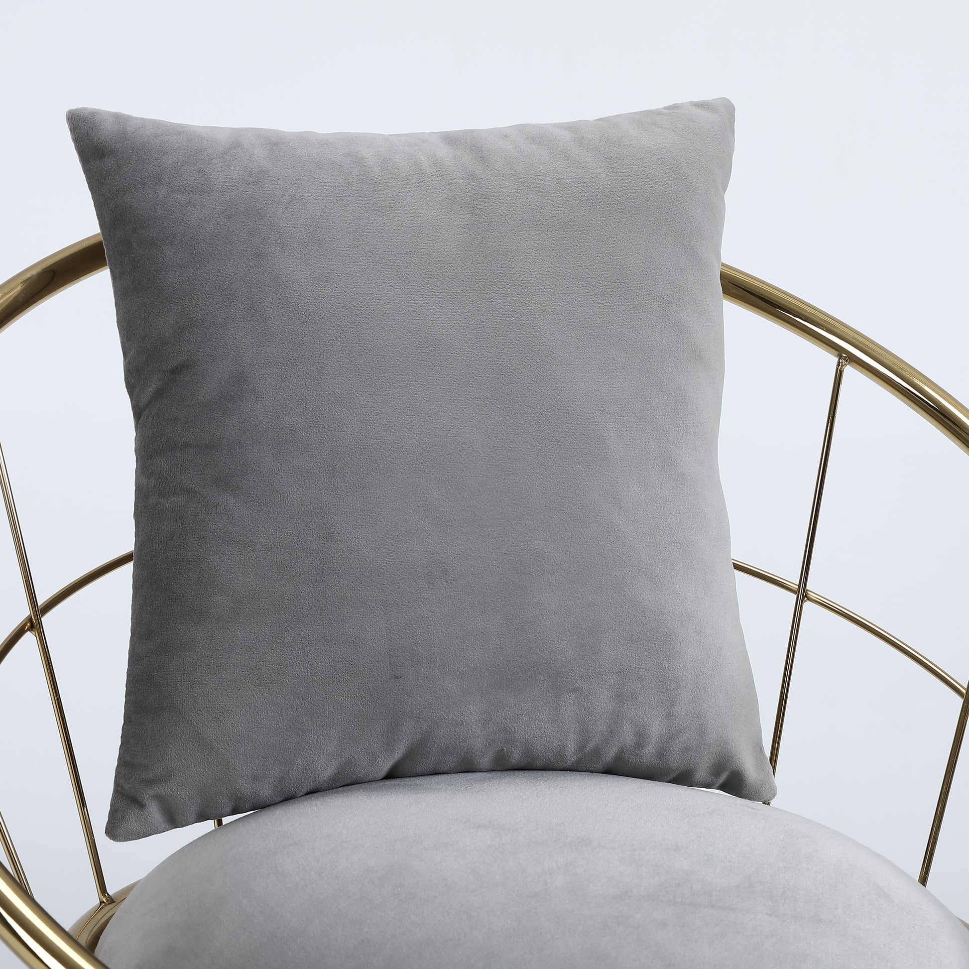 Grey Velvet Bar Chair, Pure Gold Plated, Unique Design,360 Degree Rotation, Adjustable Height,Suitable For Dinning Room And Bar,Set Of 2 Grey Velvet