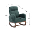 Coolmore Rocking Chair, Modern Glider Chair, Recliner Armchair With Wood Legs And Side Pocket, Nursery Rocking Accent Chair With High Back For Living Room Bedroom Emerald Linen Emerald Foam Solid Wood