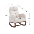 Coolmore Rocking Chair, Modern Glider Chair, Recliner Armchair With Wood Legs And Side Pocket, Nursery Rocking Accent Chair With High Back For Living Room Bedroom Beige Linen Beige Foam Solid Wood