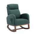 Coolmore Rocking Chair, Modern Glider Chair, Recliner Armchair With Wood Legs And Side Pocket, Nursery Rocking Accent Chair With High Back For Living Room Bedroom Emerald Linen Emerald Foam Solid Wood