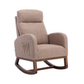 Coolmore Rocking Chair, Modern Glider Chair, Recliner Armchair With Wood Legs And Side Pocket, Nursery Rocking Accent Chair With High Back For Living Room Bedroom Camel Linen Camel Foam Solid Wood