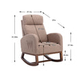 Coolmore Rocking Chair, Modern Glider Chair, Recliner Armchair With Wood Legs And Side Pocket, Nursery Rocking Accent Chair With High Back For Living Room Bedroom Camel Linen Camel Foam Solid Wood