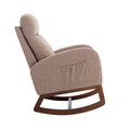 Coolmore Rocking Chair, Modern Glider Chair, Recliner Armchair With Wood Legs And Side Pocket, Nursery Rocking Accent Chair With High Back For Living Room Bedroom Camel Linen Camel Foam Solid Wood