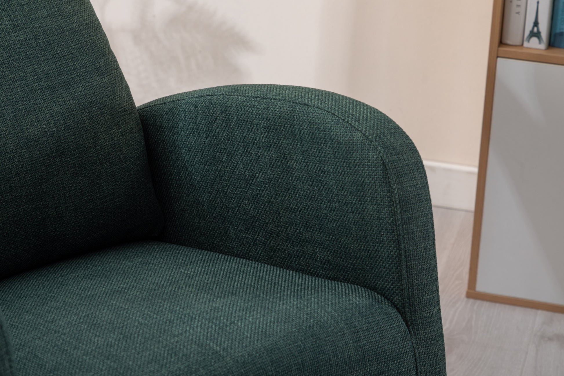 Coolmore Rocking Chair, Modern Glider Chair, Recliner Armchair With Wood Legs And Side Pocket, Nursery Rocking Accent Chair With High Back For Living Room Bedroom Emerald Linen Emerald Foam Solid Wood