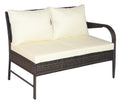 3 Piece Patio Sectional Wicker Rattan Outdoor Furniture Sofa Set With Storage Box Brown Brown Steel
