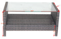 Outdoor Patio Furniture Coffee Table With Clear Tempered Glass Brown Iron