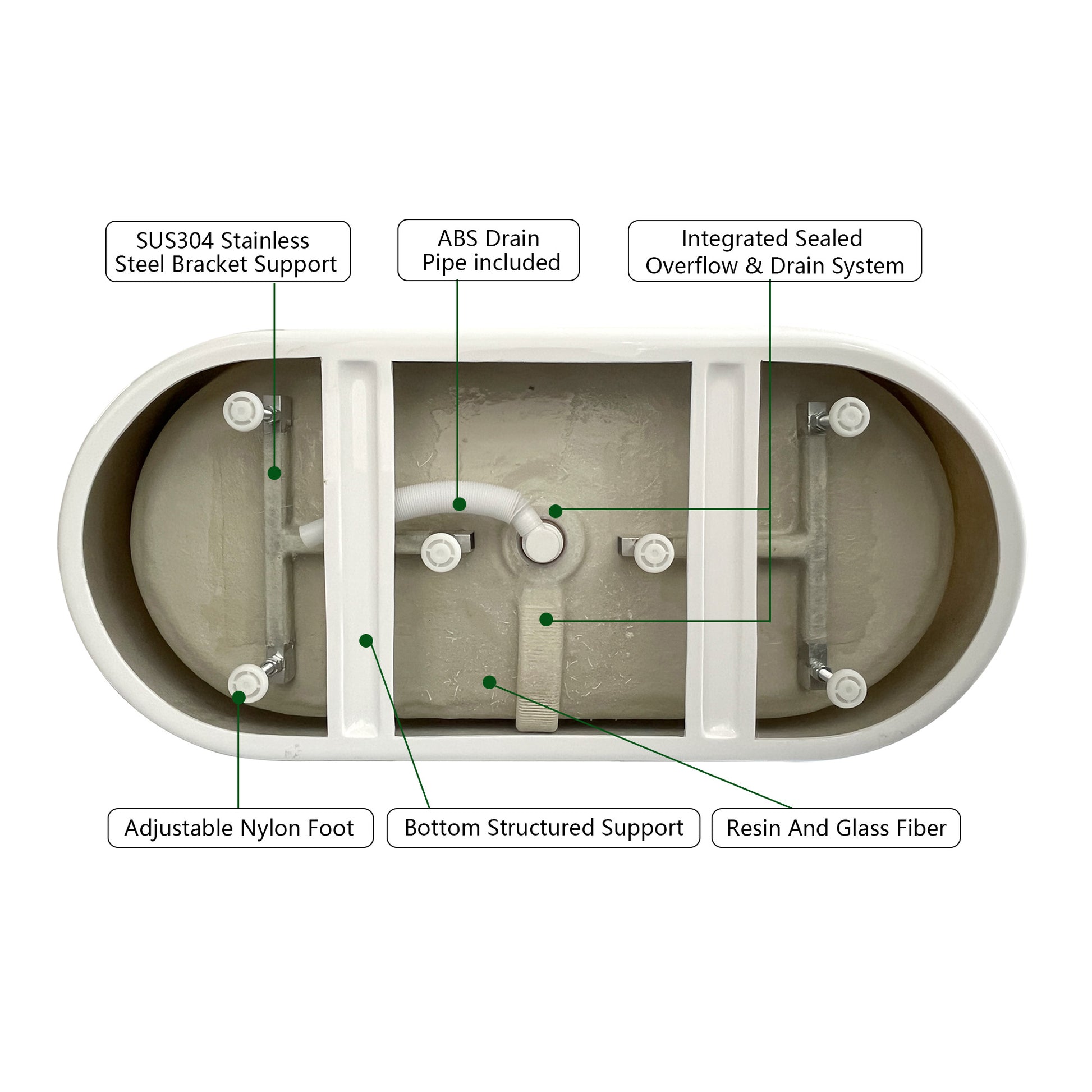 63" Acrylic Free Standing Tub Classic Oval Shape Soaking Tub, Adjustable Freestanding Bathtub With Integrated Slotted Overflow And Chrome Pop Up Drain Anti Clogging Gloss White White Oval Bathroom Freestanding Tubs Polished 61 69 In Modern Soaking Center