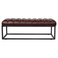 Metal Base Upholstered Bench For Bedroom For Entryway Dark Brown Pu