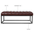 Metal Base Upholstered Bench For Bedroom For Entryway Dark Brown Pu