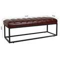 Metal Base Upholstered Bench For Bedroom For Entryway Dark Brown Pu