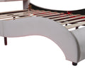 Full Size Upholstered Faux Leather Platform Bed With Led Light Bed Frame With Slatted White Full White Solid Wood