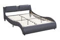 Queen Size Upholstered Faux Leather Platform Bed With Led Light Bed Frame With Slatted Black Queen Black Solid Wood